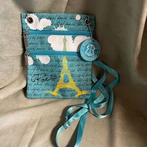 Robin Ruth blue Paris Crossbody Pouch bag.